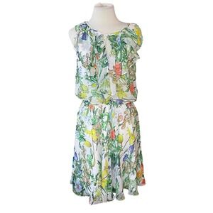Betsy Johnson dress Ruffle Sleeveless Midi  Elastic Waist cottage core Sz 4